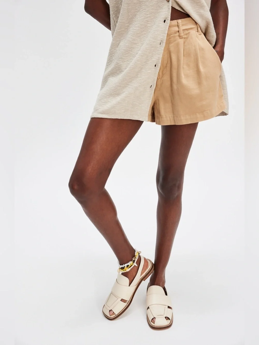 NEW Free People Libby Fisher Flats in Chalk boho summer vacation